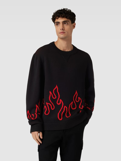 HUGO Strickpullover mit Rundhalsausschnitt Modell 'Sfire' Black 4