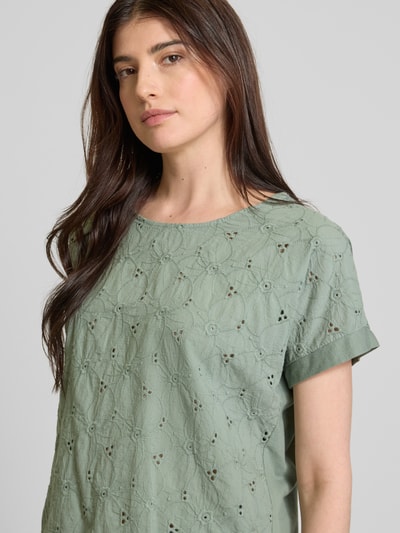 ZABAIONE T-shirt met structuurmotief Kaki - 3