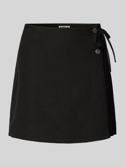 Only Ausgestellter Wickelrock Viskose-Leinen-Mix Modell 'CARO' Black 2