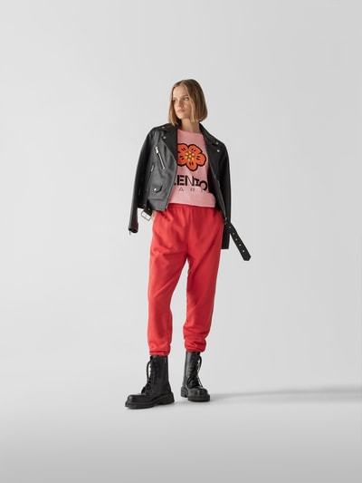 Kenzo T-Shirt mit geripptem Rundhalsausschnitt Rosa 1