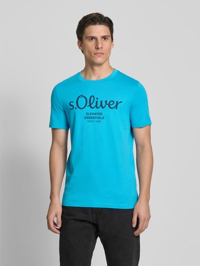 s.Oliver RED LABEL Regular Fit T-Shirt aus reiner Baumwolle mit großem Label Print Ocean 4