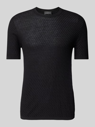 Emporio Armani T-shirt z prążkowanymi wykończeniami Czarny 2