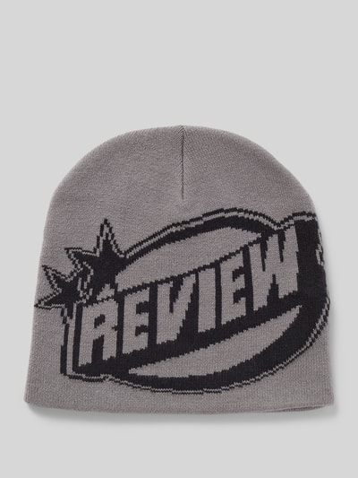 REVIEW Beanie met labelprint Donkergrijs - 1