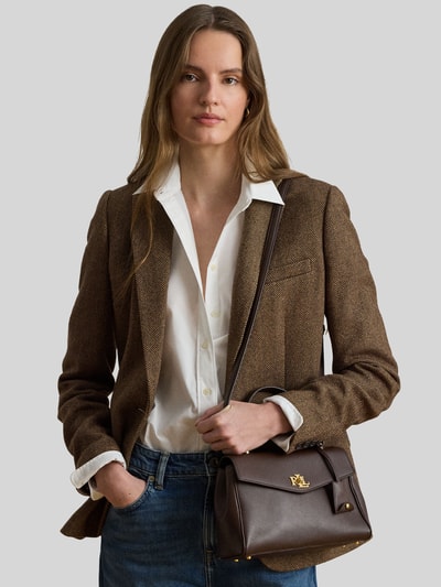 Lauren Ralph Lauren Torba na ramię z naturalnej skóry z odpinanym paskiem na ramię Ciemnobrązowy 1
