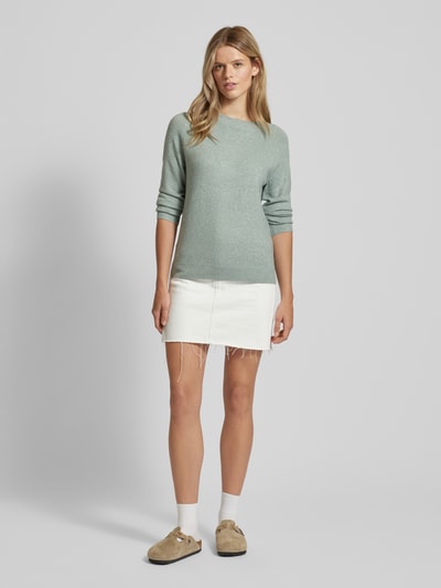 Only Gebreide pullover met ronde hals, model 'RICA' Rietgroen - 1