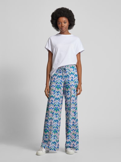 Brax Wide leg stoffen broek met grafisch motief, model 'STYLE.MAINES' Blauw - 1