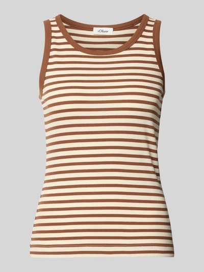 s.Oliver RED LABEL Slim Fit Tanktop aus Baumwoll-Mix Mittelbraun 1