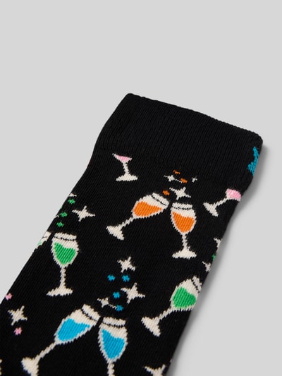 Happy Socks Regular fit sokken met logostitching, model 'CHEERS' Zwart - 2
