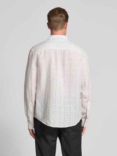 CK Calvin Klein Koszula casualowa z mieszanki lnu i bawełny z kołnierzykiem typu kent Biały 5