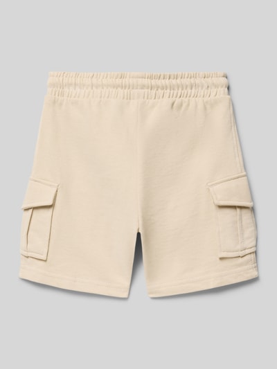 Produktfoto, Straight Fit Shorts mit Cargo-Taschen von Blue Seven aus Reine Baumwolle in Beige mit elastischem Bund und Tunnelzug, Bundweite 27 cm, Innenbeinlänge 12 cm, für kinder.