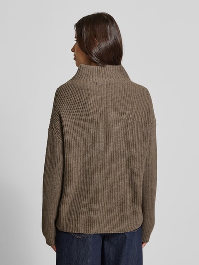 0039 Italy Loose fit gebreide pullover van een mix van kasjmier en wol, model 'LONA' Taupe - 5