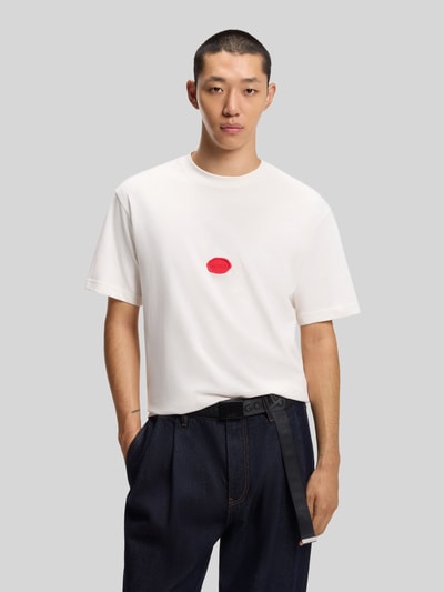 HUGO Relaxed fit T-shirt van katoenjersey, model 'DIVIS' Wit - 4