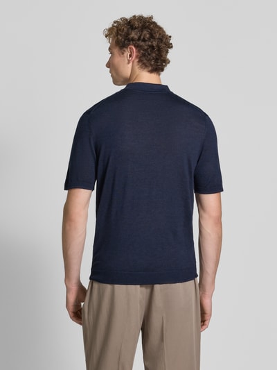 Fynch-Hatton koszulka polo o kroju regular fit z czystej bawełny w imitacji dzianiny Granatowy 5
