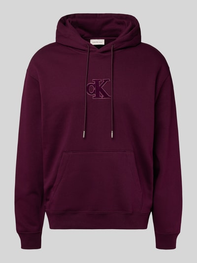 Calvin Klein Jeans Regular Fit Hoodie mit Logo-Patch Modell 'Fleece' Pflaume 2