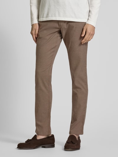 Christian Berg Men Tapered Fit Chino mit Strukturmuster Taupe 4