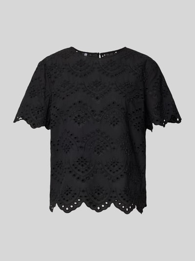 Produktfoto, Regular Fit Blusenshirt aus reiner Baumwolle Modell 'VILDE' von Pieces, Optik: Unifarben, Popeline-Struktur, Schwarz, Kurzarm