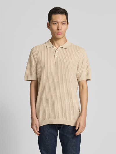 Casual Friday Regular Fit Poloshirt mit Strukturmuster Modell 'Karl' Taupe 4