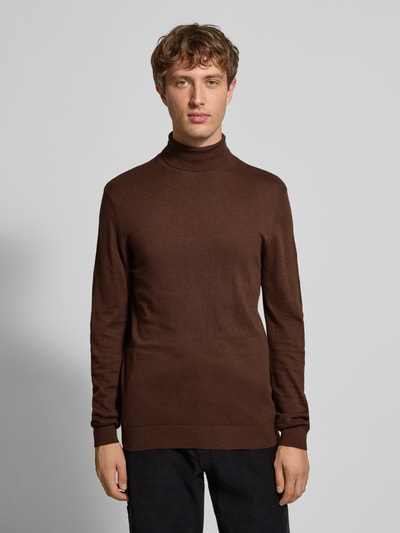Blend Rollkragenpullover mit Label-Detail Modell 'BAGGE' Mittelbraun 4