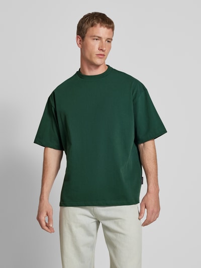 PROHIBITED Oversized T-shirt met geribde ronde hals Donkergroen - 4