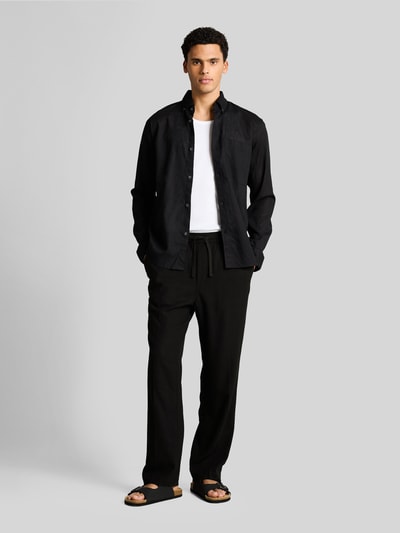 Tom Tailor Denim Regular Fit Hose aus Viskose-Leinen-Mix Black 1