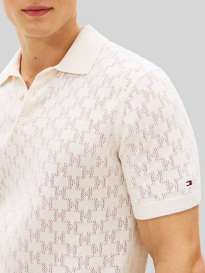 Tommy Hilfiger Regular Fit Poloshirt mit Pointelle-Muster Offwhite 3