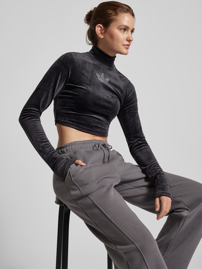 adidas Originals Cropped Longsleeve mit Stehkragen und Ziersteinbesatz Black 3