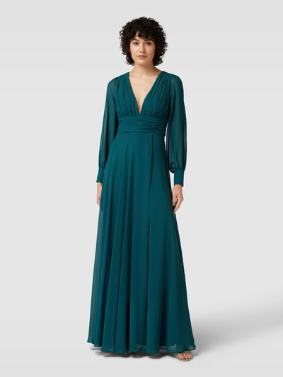 Jake*s Cocktail Abendkleid mit V-Ausschnitt Dunkelgruen Melange 4