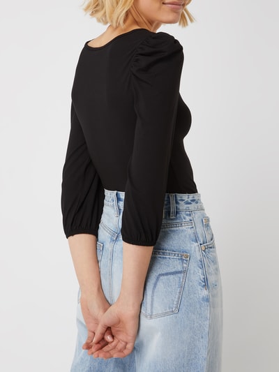 Only Cropped Shirt mit Puffärmeln Modell 'Meya' Black 5