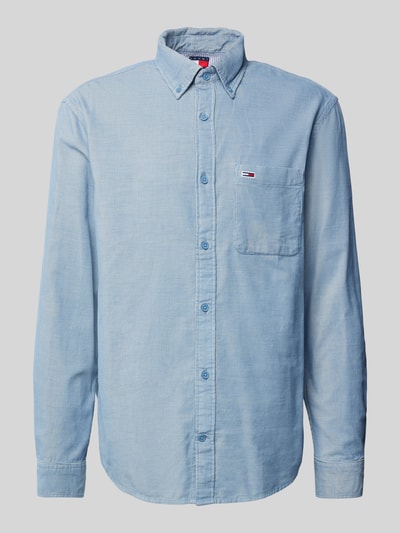 Tommy Jeans Regular Fit Cordhemd mit Button-Down-Kragen Rauchblau 2