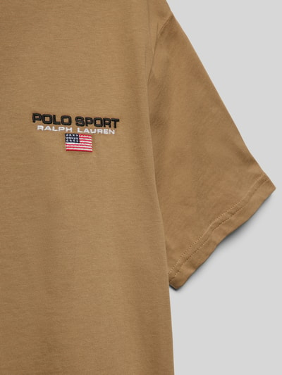 Polo Sport T-shirt met labelstitching Lichtbruin - 2