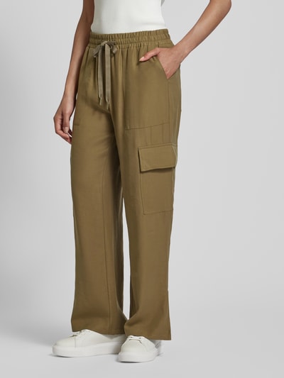 More & More Spodnie materiałowe o kroju regular fit z elastycznym pasem Oliwkowy 4