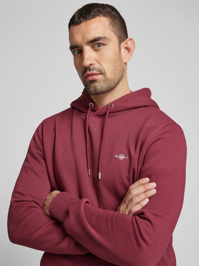 Gant Hoodie mit Label-Stitching Modell 'SHIELD' Bordeaux 3