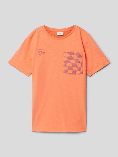 s.Oliver RED LABEL T-shirt van katoen met statementprint Oranje - 1