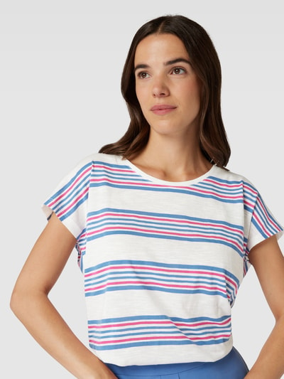 Montego T-shirt met streepmotief IJsblauw - 3