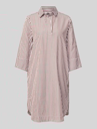 0039 Italy Knielange jurk met 3/4-mouwen, model 'DERRY' Chocoladebruin - 2