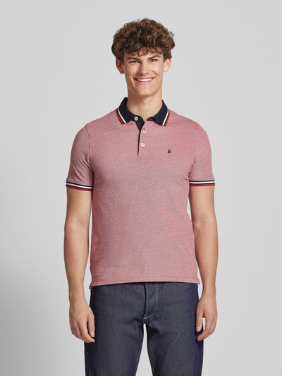 Jack & Jones Slim Fit Poloshirt mit Logo-Stitching Modell 'PAULOS' Rot Melange 4