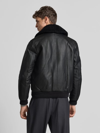 Moose Knuckles Kunstlederjacke mit Kontrastkragen aus Teddyfell Black 5