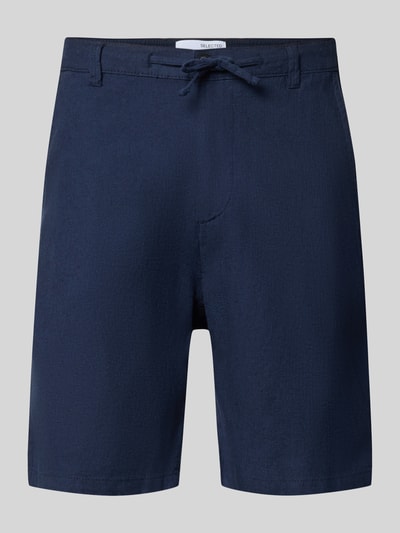 Selected Homme Slim Fit Bermudas aus Baumwoll-Leinen-Mix Modell 'BRODY' Marine 2