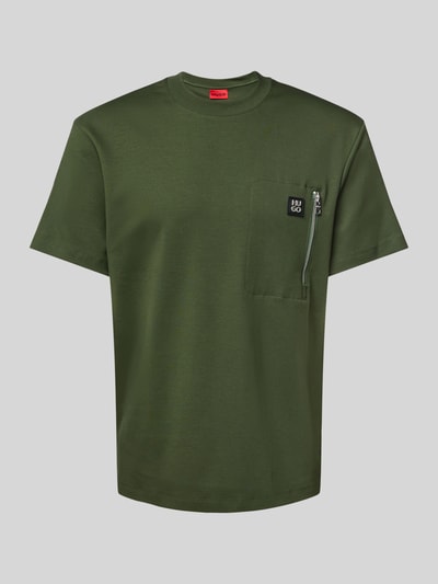 HUGO T-shirt met ritszak, model 'Dargentee' Donkergroen - 2