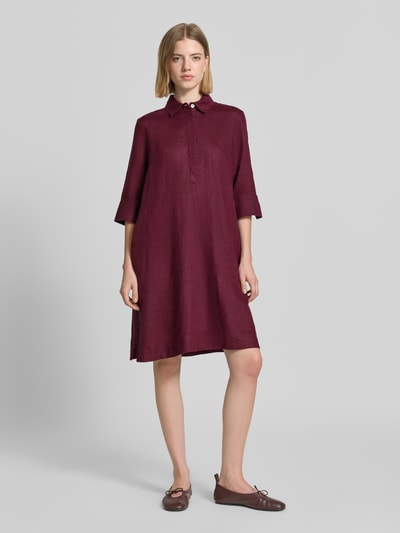 Christian Berg Woman Knielanges Hemdblusenkleid aus Leinen mit 3/4-Arm Schoko 1