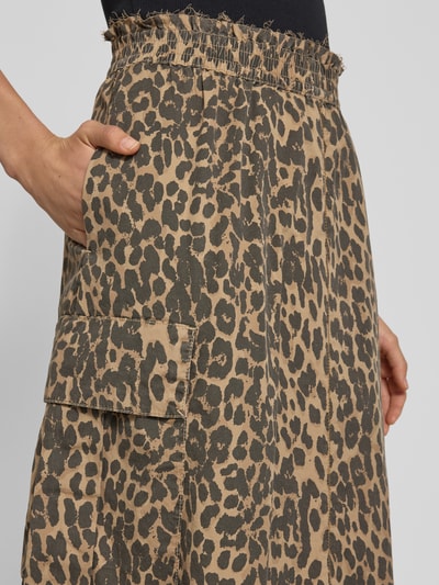 MOS MOSH Spódnica midi ze zwierzęcym nadrukiem i kieszeniami cargo Beżowy 3