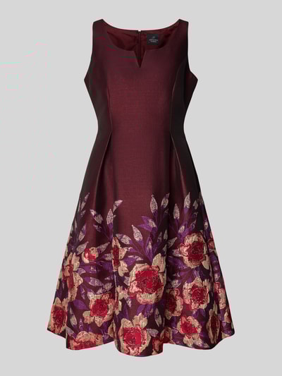 Adrianna Papell Knielange cocktailjurk met V-hals Bordeaux - 2