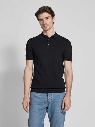 JOOP! Collection Koszulka polo męska JOOP! Collection;Czysta bawełna;Krój regular fit;Model ‘Mauron’;Kołnierzyk polo z krótką listwą guzikową;Fakturowany wzór;Aplikacja z metką;Prążkowane wykończenia;Długość tyłu w rozmiarze M: 71 cm Granatowy 4