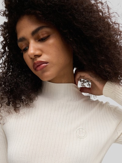 Hugo Blue Slim fit gebreide pullover van geribde viscosemix, model 'SARMIE_B' Wit - 3