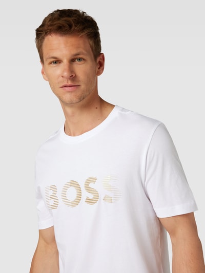 BOSS Green T-Shirt mit Label-Print Weiss 3
