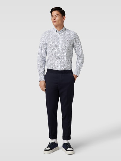 Tommy Hilfiger Regular fit zakelijk overhemd met all-over motief Marineblauw - 1