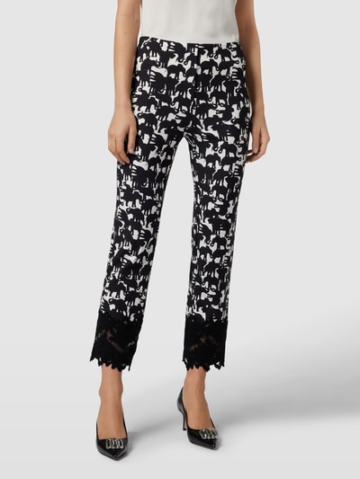 Marc Cain Stoffen broek met all-over motief en kant Zwart - 4