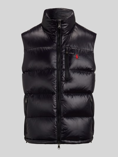 Produktfoto, Regular Fit Steppweste mit Logo-Stitching von POLO RALPH LAUREN, krój regular fit, efekt: jednolity kolor, błyszczący, zamek błyskawiczny dwustronny, kieszenie zapinane na zamek błyskawiczny, wyhaftowane logo