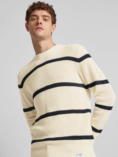 Pepe Jeans Gebreide pullover met ronde hals, model 'Cairo' Offwhite - 3