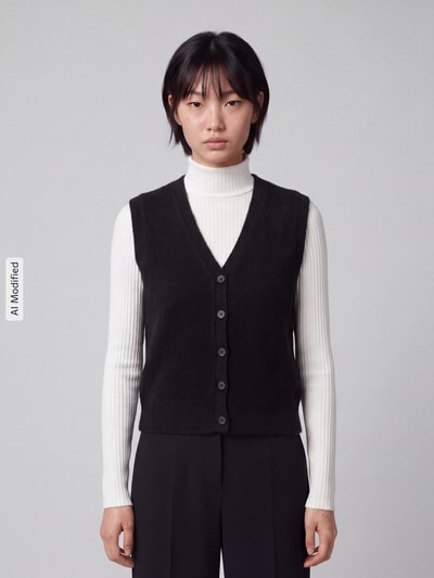 PIECES Regular Fit Weste mit V-Ausschnitt Modell 'SALLY' Black 4